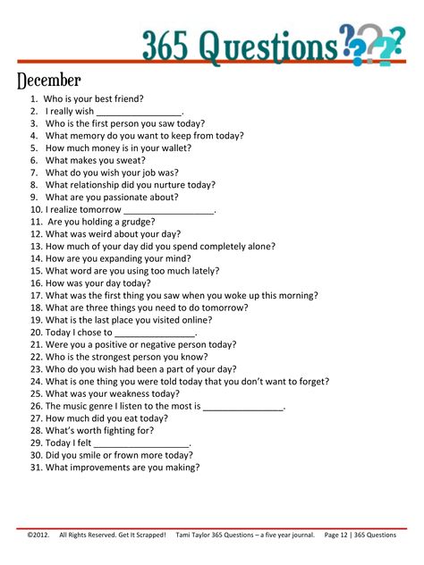 365 Questions – December 12/12 Bullet Journal Calendrier, 365 Questions, 5 Year Journal, Diario Bullet, Year Journal, Journal Topics, Journal Questions, Writing Challenge, Journal Writing Prompts