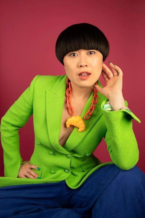 Atsuko Okatsuka, Comedian Headshots, Comedy Headshots, Dubai Opera, Christmas Fashion Photography, Jimmy Carr, Female Comedians, Dubai Women, Studio Photography Fashion