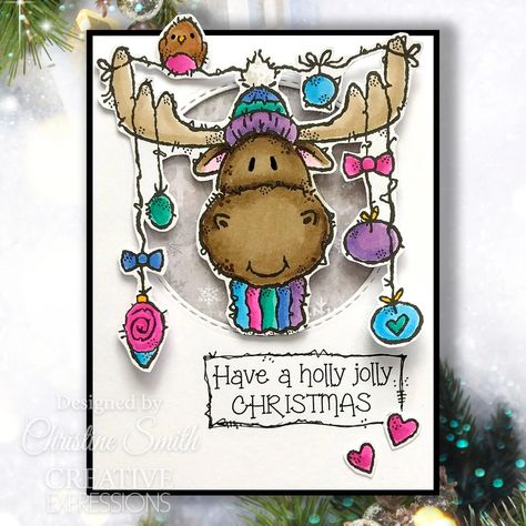 Childrens Christmas Cards, Woodware Stamps, Moose Christmas, Acetate Cards, Winnie The Pooh Christmas, Christmas Moose, Christmas Card Art, Elizabeth Craft Designs, Childrens Christmas