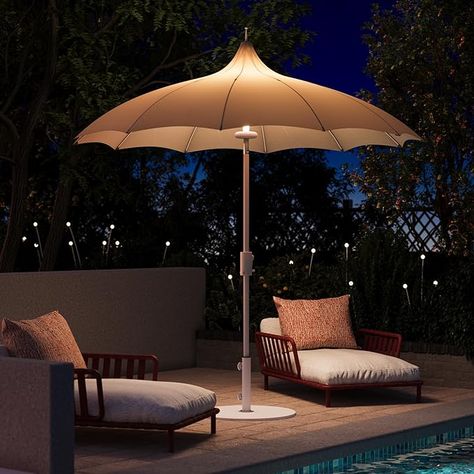 Amazon.com : LAUSAINT HOME 9ft Pagoda Patio Umbrella with LED Light & Petal Shape Canopy, Deluxe Outdoor Patio Table Umbrella Deck Pool Market Umbrella with 360° Rotation, Push Button Tilt & Easy Crank : Patio, Lawn & Garden Pagoda Patio, Patio Upgrade, Patio Table Umbrella, Backyard Renovation, Deck Pool, Outdoor Patio Table, Umbrella Lights, Shade Umbrellas, Table Umbrella