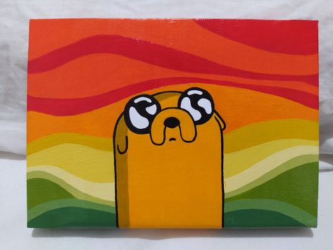 Jake the dog Adventure Time Painting Easy, Adventure Time Canvas Painting, Adventure Time Painting, Simple Paintings, Artsy Ideas, Trippy Painting, Painting Canvases, Christmas Painting, Time Painting