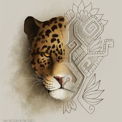 Jaguar Symbolism, Symbolism Tattoo, Aztec Warrior Tattoo, Aztec Artwork, Jaguar Tattoo, Aztec Symbols, Mayan Tattoos, Mexican Tattoo, Warrior Drawing