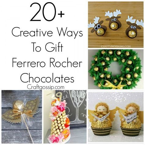 DIY Ferrero Rocher Gift Ideas – Edible Crafts Ferrero Rocher Gift Ideas, Diy Ferrero Rocher, Ferrero Rocher Gift, How To Make Trees, Christmas Knitting Patterns Free, Ferrero Rocher Chocolates, Edible Crafts, Christmas Knitting Patterns, Candy Bouquet