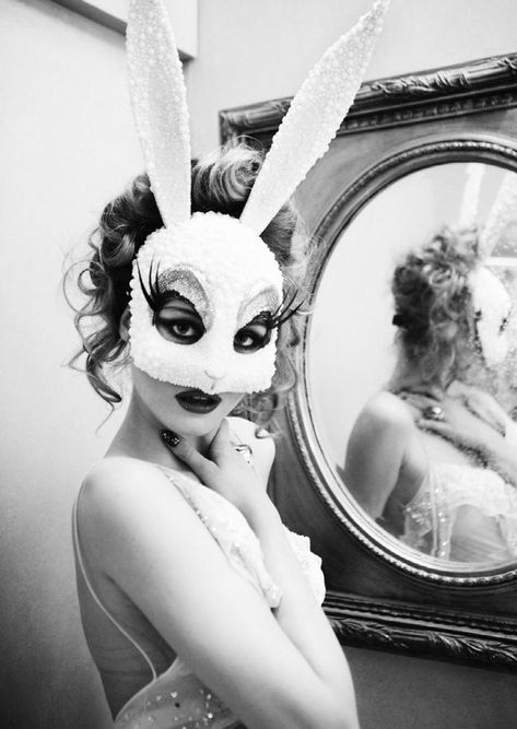 1950s Pinup, Looking In The Mirror, Bunny Mask, Ellen Von Unwerth, White Bunny, Rabbit Art, Georges Braque, Dark Photography, White Rabbit