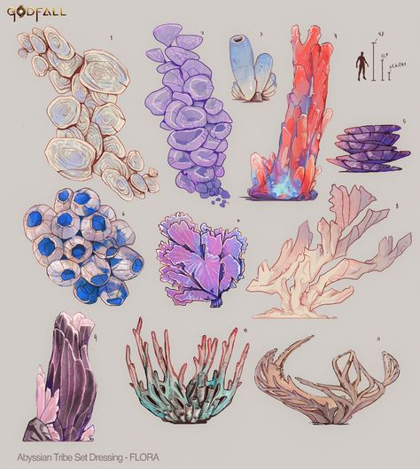 Imaginary Plants Drawing, Sea Plants Drawing, Fantasy Plants Concept Art, Magical Plants Art, How To Draw Plants, Fictional Plants, Mythical Plants, Plant Concept Art, Plant Character Design