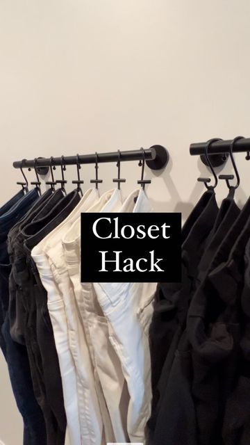 Alternative Closet Ideas Hanging Clothes, Towel Rack Closet Hack, Towel Bar Hacks, Diy Closet Transformation, Makeshift Closet Ideas, Best Way To Store Leggings, Walk In Closet Hacks, Towel Closet Organization, Diy Walk In Closet On A Budget