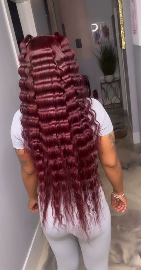 Red Crimped Hair, Krimped Hairstyles, Hairstyle Wigs, Diy Hair Wig, Lace Wigs Styles, Long Ponytail, Weave Ponytail Hairstyles, Sleek Ponytail Hairstyles, Frontal Wig Hairstyles