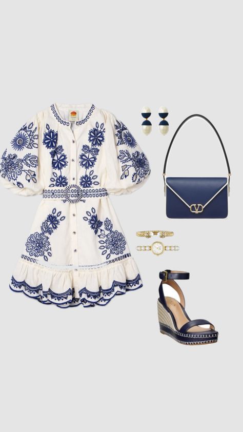 Navy Farm Rio Outfit Farm Rio Outfit, Rio Outfits, City Break Outfit, Cute Modest Outfits, Italy Outfits, Cute Everyday Outfits, Farm Rio, Girly Outfits, Looks Style