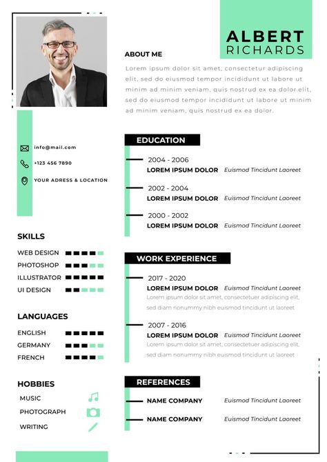 Green Lines Curriculum Vitae Designer Resume, Curriculum Vitae Template, Argumentative Writing, Portfolio Resume, Design Edit, Modern Resume Template, Essay Examples, Modern Resume, Curriculum Vitae