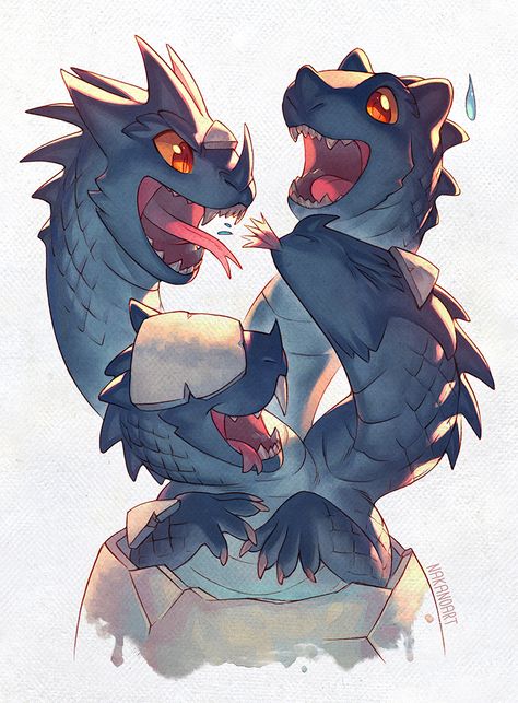 Commission - Baby Hydra by nakanoart.deviantart.com on @DeviantArt Hydra Monster, Anime Wolf Drawing, Fantasy Beasts, Pony Drawing, Dragon Artwork, Creature Feature, Cute Dragons, Mystical Creatures, Monster Art