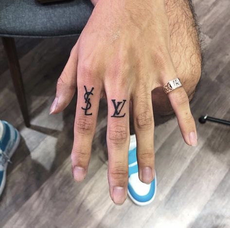 Chanel Tattoo, Playboy Bunny Tattoo, Louis Vuitton Tattoo, Simple Hand Tattoos, Hand Tattoo Designs, Ear Tattoo Ideas, Tattoo Lettering Styles, Torso Tattoos, Pretty Hand Tattoos