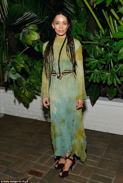 Seeing green: Lisa Bonnet matched the setting in green hues Lisa Bonnet, Cloth Inspiration, Solarpunk Fashion, Whimsigoth Style, Jason Momoa Lisa Bonet, The Enchantress, Lisa Bonet, Estilo Hippie, Mandy Moore