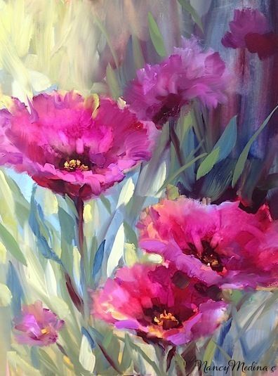 Nancy Medina, Purple Poppies, Lion Wall Art, Painting Flowers, Oil Painting Flowers, Watercolor Inspiration, Arte Floral, Original Fine Art, Beautiful Paintings