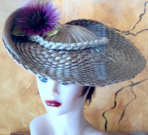 Ben De Cordova original creation: basket weave hat with hair flower. Spring Festival Crochet Woven Hat, Traditional Woven Hats For Festivals, Fruit Basket Headpiece, Basket Weave Hair, Basket Weave Braid, Wisteria Basket Weaving, Editorial Hair, Fantasy Hair, Artistic Hair