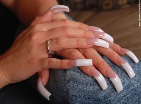 gio ☆ free britney on Twitter: "i love me a cute french tip… " Coffin Curved Acrylic Nails, Long Curved Acrylic Nails French Tip, Curved Nails French Tip, Long Curved Acrylic Nails Coffin, Curved Coffin Nails, White French Tip Duck Nails, Curved French Tip Nails, Duck Feet Acrylic Nails, Duck Nails Long