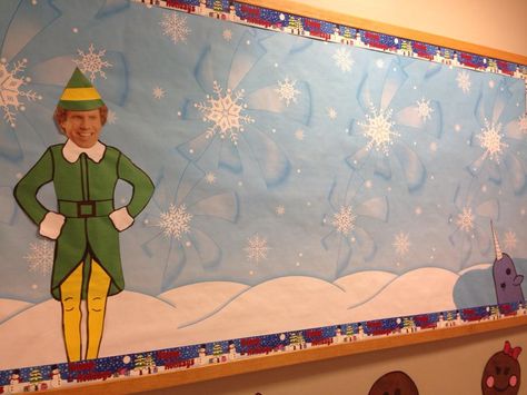 Elf Bulletin Board, December Lesson Plans, School Library Bulletin Boards, December Bulletin Boards, 2nd Christmas, Door Decorations Classroom Christmas, Holiday Bulletin Boards, Christmas Bulletin Boards, Holiday Door Decorations