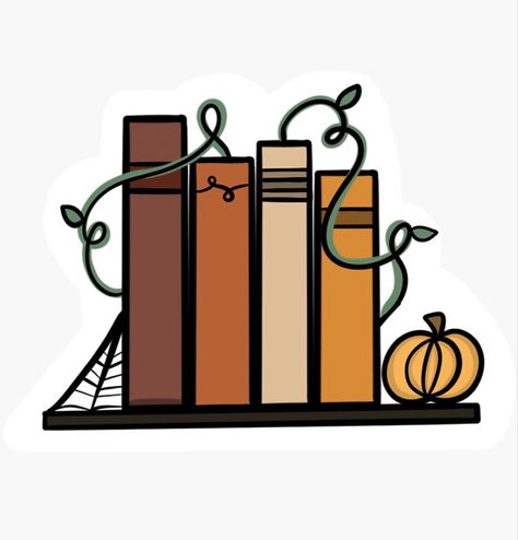 Colored Bookshelf, Themed Bookshelf, Fall Bookshelf, Colorful Bookshelf, Pumpkin Books, Kindle Stickers, App Pictures, Fallen Book, Book Icons