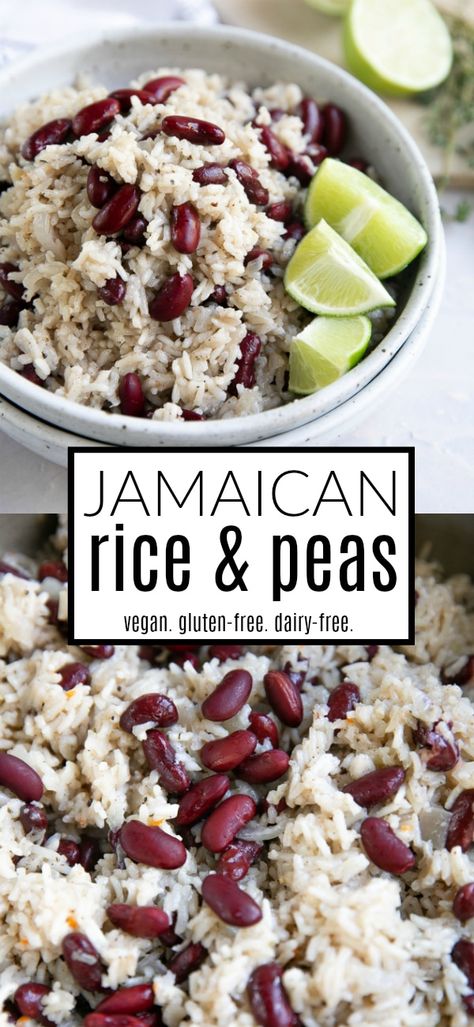 Jamaican Rice And Beans, Jamaican Rice And Peas Recipe, Bean Protocol, Caribbean Rice And Beans, Rice And Peas Recipe, Jamaican Rice And Peas, Chinese Lemon Chicken, Jamaican Rice, Rice Meals