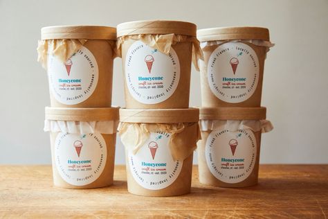 River Barn welcomes Honeycone to our freezer. Homemade Ice Cream Packaging, Cookies Marketing, Brownie Packaging, Chocolate Chili, Pint Of Ice Cream, Cream Packaging, Valentines Baking, Ice Cream Packaging, Ice Cream Containers