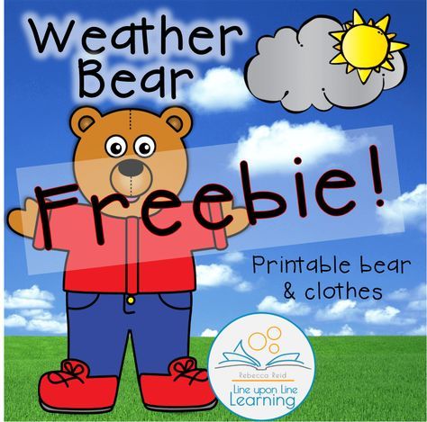 The weather bear Grandma sent needed to retire, so we created a brand new weather bear, and I want to share it with you too! Math Worksheets For Kids, Weather Song, Preschool Calendar, Weather Books, Preschool Weather, Toddler Themes, Circle Time Activities, Weather Theme, Preschool Circle Time