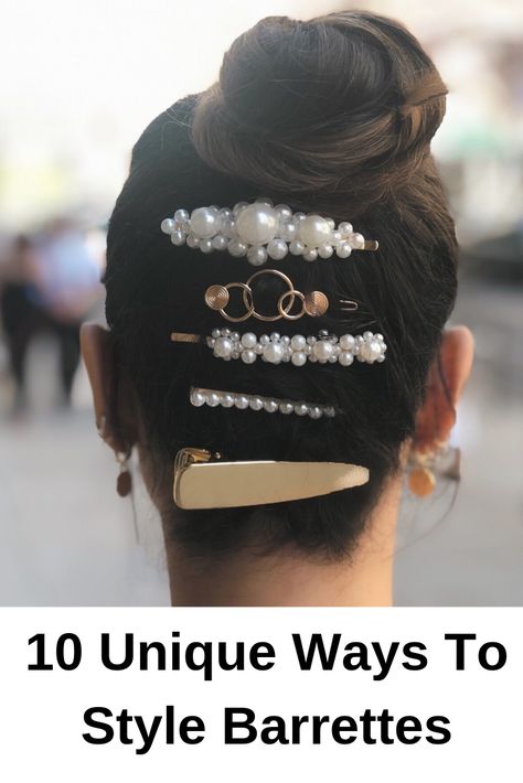 Bun With Barrette, Hairpins Hairstyle, French Barrette Hairstyle, Barrets Hairstyles, Alligator Clip Hairstyles, Barettes Hairstyles Simple, How To Style Barrettes, How To Wear Barrettes, Barettes Hairstyles