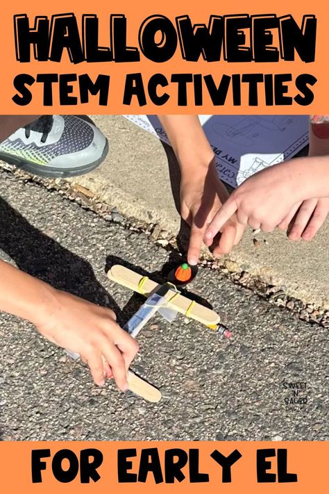 Do you need Halloween STEM activities for your early elementary classroom? Today, I’m sharing my favorite Halloween STEM activities for kids. This pumpkin STEM challenge does require some materials and prep. Your elementary students will love catapulting candy into the air. This is a great partner activity or group activity, and it works well if you have a buddy class in an upper elementary grade too. Elementary students will love designing and testing this candy catapult. 3rd Grade Halloween Stem Activities, Candy Pumpkin Catapult, Halloween Stem Challenges Elementary, Halloween Craft For Elementary Students, Stem Halloween Activities Elementary, Halloween Building Activities, Halloween Activities For The Classroom, Pumpkin Stem Activities Elementary, Candy Corn Stem Challenge