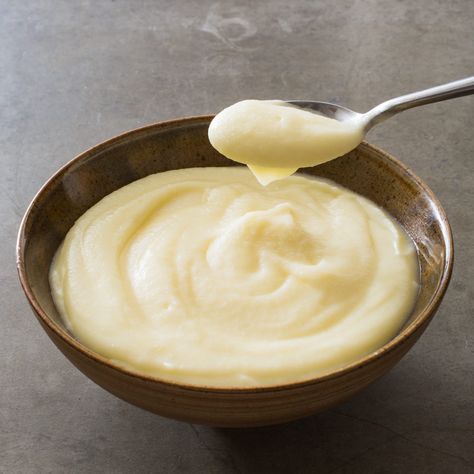 Sous Vide French-Style Mashed Potatoes (Pommes Purée) | Cook's Illustrated French Mashed Potatoes, French Side Dishes, Mash Potato, Buttery Mashed Potatoes, Donut Toppings, Joel Robuchon, Homemade Mashed Potatoes, Cookie Toppings, Queso Manchego