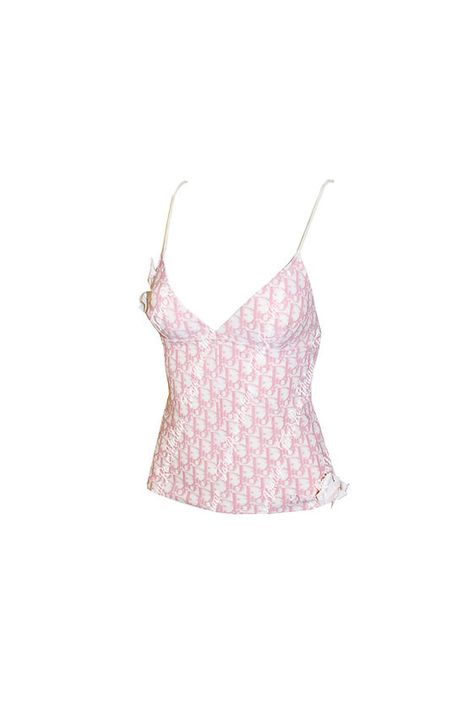 Christian Dior Pink Girly Cami Top Monogram Trotter Logo Print | Tokyo Roses Vintage