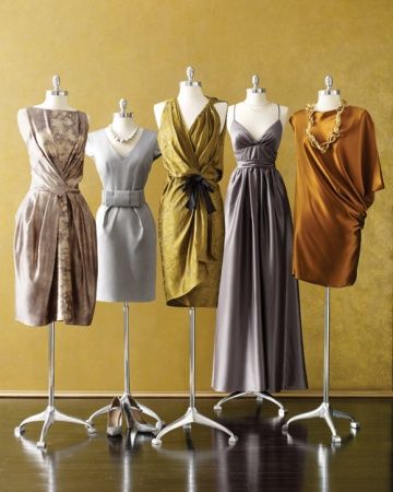 Brilliant Bridesmaid Dresses Metallic Wedding Colors, Metallic Bridesmaid Dresses, Wedding Color Schemes Spring, Metallic Wedding, Spring Wedding Colors, Weddings By Color, Bridal Party Dresses, Martha Stewart Weddings, Wedding Color Palette