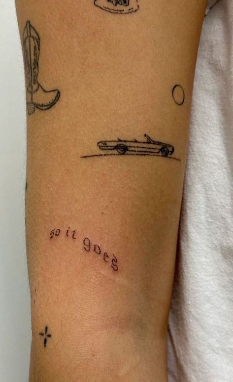 Small Mustang Tattoo, Classic Cars Tattoo, Car Tattoo Ideas Women, List For Life Tattoo, Car Tattoos Simple, Car Silhouette Tattoo, Vintage Car Tattoo Simple, Fast Car Tattoo Tracy Chapman, Emma Chamberlain Car Tattoo