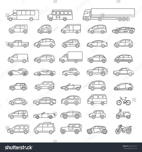 Car icons set. Linear style. Vector illustration. #Ad , #Sponsored, #set#icons#Car#Linear Line Drawing Images, Truck Tattoo, Afk Arena, Car Icons, Mini Printer, Car Vector, Truck Coloring Pages, Architecture Design Drawing, Tattoo Women