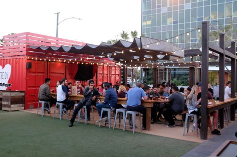 Shipping Container Restaurant, Food Court Design, Container Coffee Shop, Container Restaurant, Container Cafe, Outdoor Restaurant Design, Container Bar, Concrete Interiors, Food Park