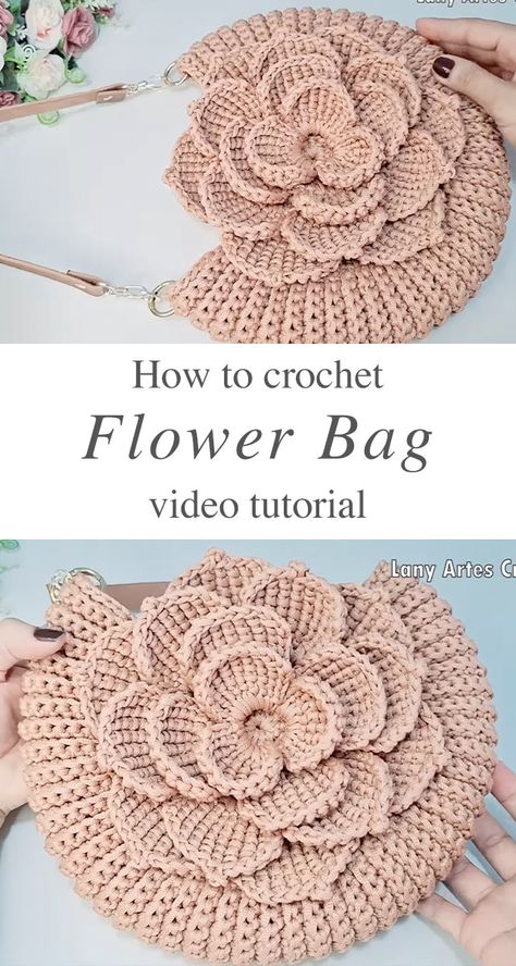 Tunisian Stitch Flower Crochet Bag Tutorial - CrochetBeja Tunisian Crochet Purse Pattern Free, Crochet Bags Purses Video Tutorials, Free Flower Crochet Pattern, Crochet Stitches For Bags, Free Crochet Patterns Bag, Crochet Flower Tote Bag, Crochet Purse Pattern Free Handbags, Crochet Flower Bag Pattern Free, Granny Square Purse Pattern Free