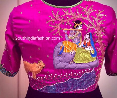 Painting Blouses, Silk Saree Blouse Pattern, Latest Maggam Work Blouses, Blouses Saree, Ikat Blouse Designs, Portrait Character, Work Blouse Designs, Ikat Blouse, Keep Me Stylish