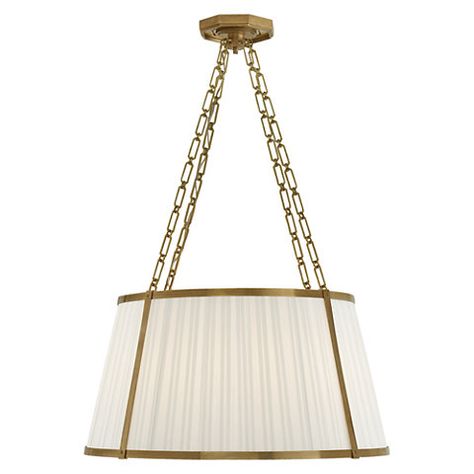 Windsor Large Hanging Shade in Natural Brass with Box Pleat Silk Shade - Ceiling Fixtures - Lighting - Products - Ralph Lauren Home - RalphLaurenHome.com Gas Lanterns, Recessed Downlights, Circa Lighting, Kelly Wearstler, Light Architecture, Designers Guild, Ralph Lauren Home, Visual Comfort, Lighting Collections