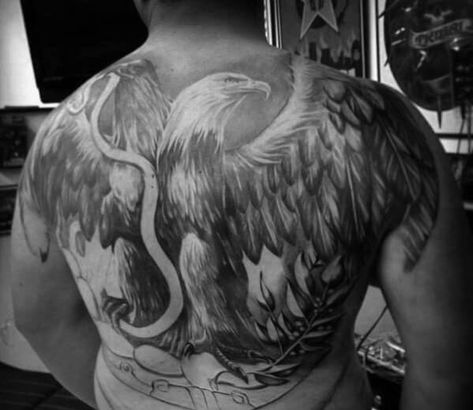 16+ Best Eagle Back Tattoo Ideas Eagle Back Tattoo Men, Eagle Tattoo On Back, Back Tattoo Men, Places To Get A Tattoo, Steve Soto, Goodfellas Tattoo, Eagle Back Tattoo, Back Tattoo Designs, Back Tattoo Ideas