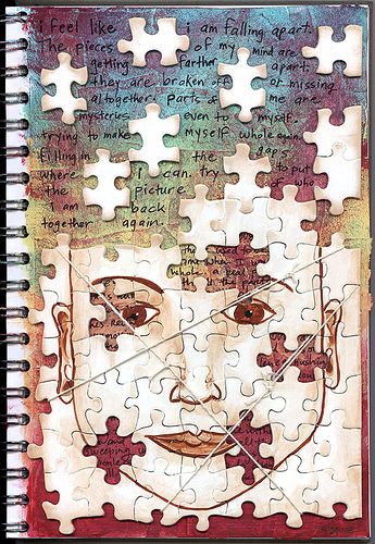 Art Journal: 9-24-08 | Flickr - Photo Sharing! Scrapping Ideas, Drawing Journal, Art Medium, Homeschool Art, Tableau Art, Visual Journal, Puzzle Art, Sketchbook Journaling, Mixed Media Art Journaling