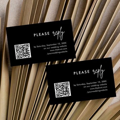 $0.35 | Black Wedding QR Code Respond RSVP Enclosure Card | Wedding RSVP Cards | minimalist, wedding enclosure cards, wedding details, wedding rsvp, kindly reply, simple rsvp, modern rsvp, qr code rsvp, wedding rsvp qr code, black Black Modern Wedding, Rsvp Qr Code, Wedding Qr Code, Rsvp Wedding, Wedding Enclosure Cards, Wedding Rsvp Card, Rsvp Wedding Cards, Wedding Rsvp, Free Birthday Invitations