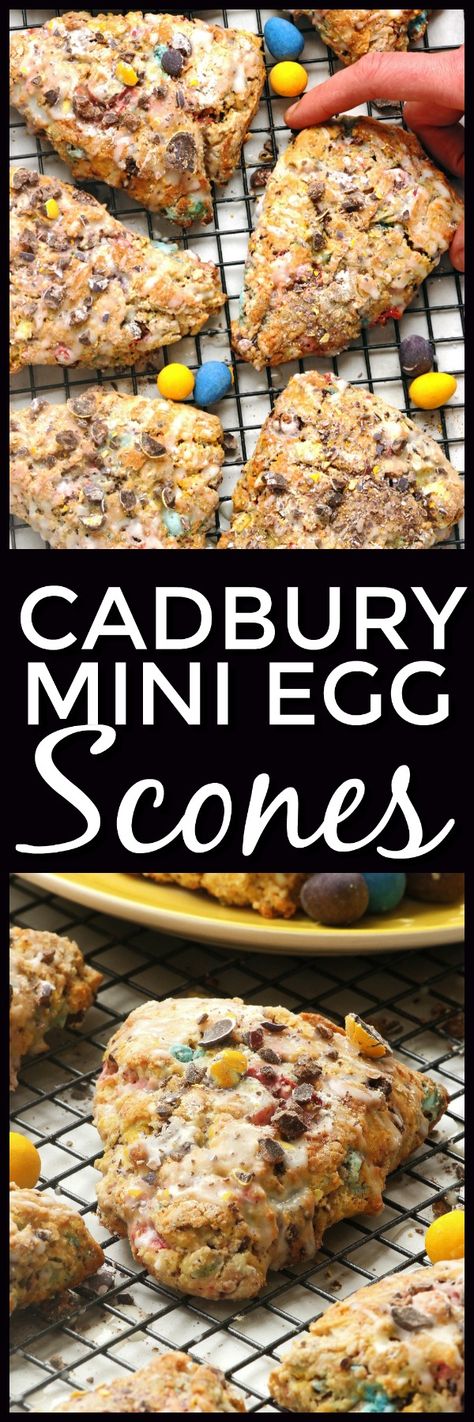 Cadbury Mini Eggs Recipes, Mini Egg Scones, Mini Eggs Recipes, Buttery Scones, Easter Morning Breakfast, Fluffy Scones, Cadbury Mini Eggs, Eggs Recipes, Brunch Items