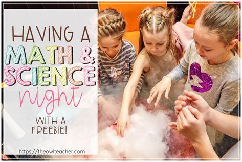 Everything you need to know about planning a math and science night is right here in this blog post, including a freebie for your special night! Math And Science Night Activities, Science Night Activities Elementary, Fact Fluency Activities, Math Craftivity, Family Night Activities, Math Night, Place Value Activities, Science Stations, Second Grade Science