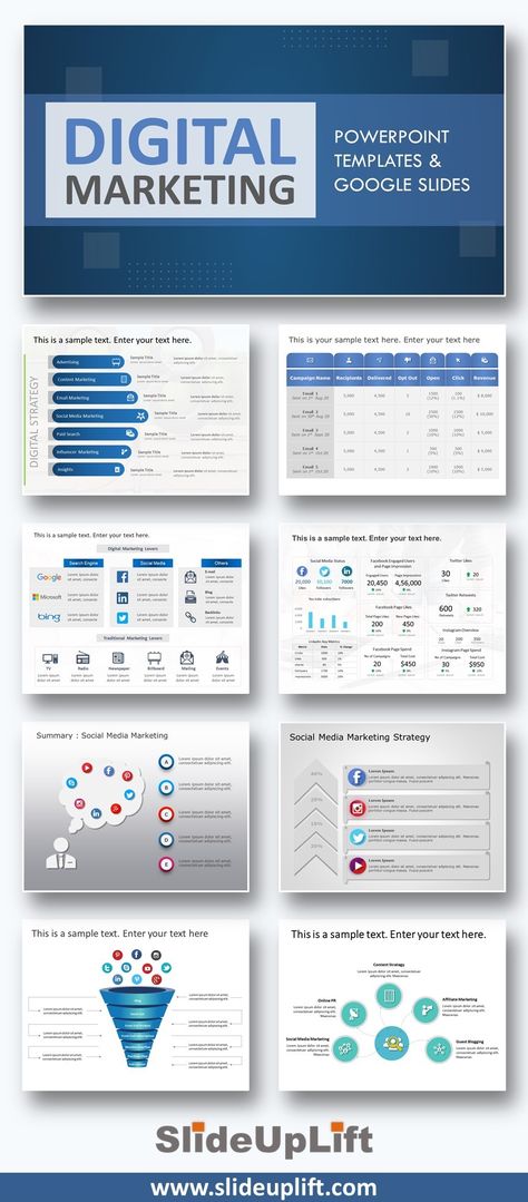 Digital Marketing Templates | SlideUpLift Digital Marketing Ppt Design, Digital Marketing Presentation Design, Marketing Proposal Presentation, Business Concepts Templates, Business Infographic Templates, Marketing Plan Template Free, Digital Marketing Proposal, Digital Marketing Presentation, Powerpoint Presentation Ideas