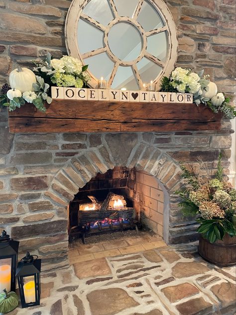 Bridal Shower Mantel Decor, Fireplace Mantle Decor For Wedding, Summer Wedding Fireplace Decor, Wedding Fireplace Mantel Decor, Fireplace Decorated For Wedding, Bridal Shower Fireplace, Decorate Fireplace For Wedding, Fireplace Mantle Wedding Decor, Bridal Shower Mantle Decor