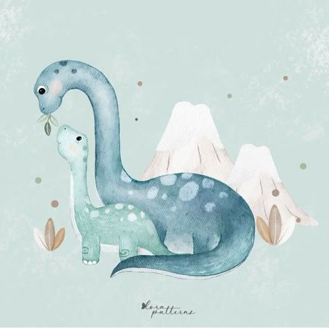 Baby Room Paintings, Dinosaur Baby Shower Theme, Watercolour Nursery Art, Baby Cartoon Drawing, Dinosaur Wallpaper, Dinosaur Drawing, Dinosaur Nursery, Dinosaur Baby Shower, Baby Dinosaurs