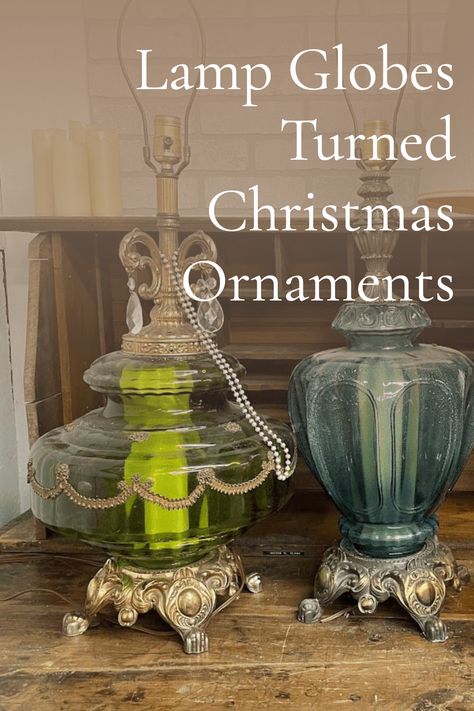 Indulge in vintage beauty and holiday spirit! 💡🎄 Reuse vintage lamp globes, turning them into unique, beautiful Christmas ornaments. Your yard, garden or flower beds will have a retro charm like no other! 🎅🎁 DIY festive, sustainable cheer! Old Light Globe Ideas Diy Projects, Vintage Light Bulb Lamp, Diy Vintage Lamp, Repurposed Light Globes, Turned Christmas Ornaments, Vintage Repurposed Items, Glass Light Globes, Unique Lamp Shades, Vintage Glass Lamp