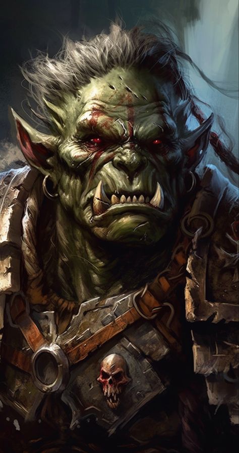 Orc Vampire, Orc Fantasy Art, Dnd Orc, Orc Warrior, Warcraft Characters, Heavy Metal Art, Fantasy Portraits, Fantasy Races, Fantasy Artist