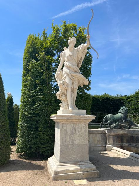 Ancient Greek Garden Aesthetic, Greek God Artemis, Light Academia Statue, Paris Palace, Artemis Sculpture, Greek Statue Garden Aesthetic, Statue Covered In Vines, Temple Of Artemis At Ephesus, Greek Garden