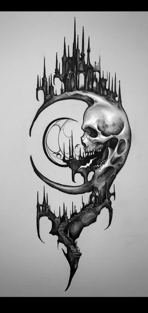 Satanic Tattoo Design, Half Sleeve Tattoos Sketches, Satanic Tattoos, Half Sleeve Tattoos, Skull Art Tattoo, Half Sleeve Tattoos Drawings, Skull Sleeve Tattoos, Fantasy Tattoos, Creepy Tattoos