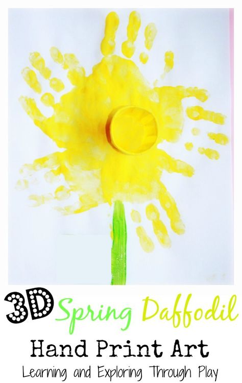 Learning and Exploring Through Play: Daffodil Handprint Art Kids Spring Art, Spring Art For Kids, Spring Kids Art, Daffodil Craft, Daffodil Day, Spring Art Projects, Easy Art For Kids, Footprint Crafts, Nursery Activities