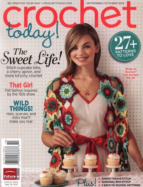 Crochet Today 2012-09 Cupcake Apron, Girls Fall Fashion, Sewing Tape Measure, Crochet Gratis, Diy Magazine, Crochet Magazine, Knitting Magazine, Knitting Books, Red Heart Yarn