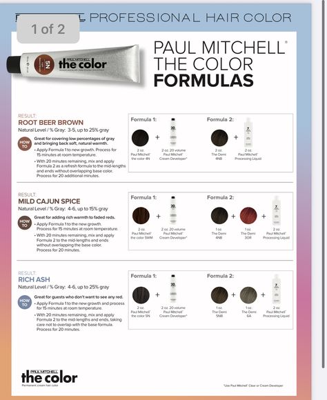 Hair Color Formulas Paul Mitchell, Paul Mitchell Color Formulas Brown, Paul Mitchell Toner Formulas, Paul Mitchell Color Formulas, Paul Mitchell Color Chart, Cosmo School, Paul Mitchell Hair Products, Paul Mitchell Color, Hair Formula